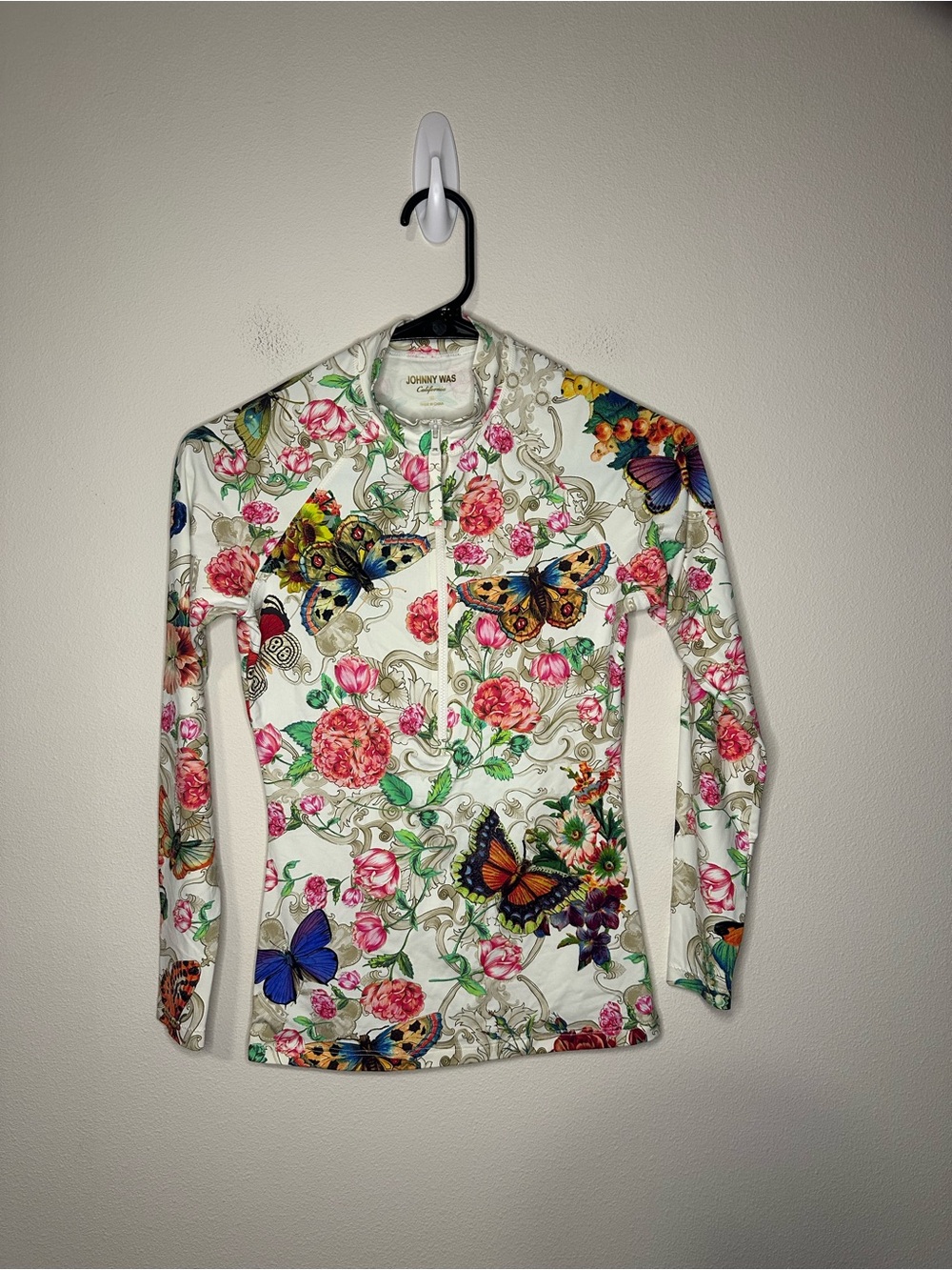 Johnny Was holly printed 1/2 zip surf shift CSW5220-J size XS boho beach - Picture 5 of 7